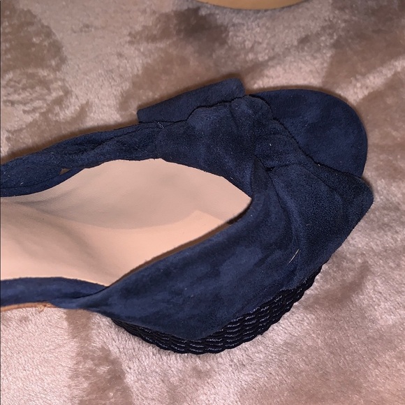 NWOT Aldo Suede Navy Leather Rope Wrapped Platform Chunky Heels Nautical 6 Woven - Picture 13 of 14